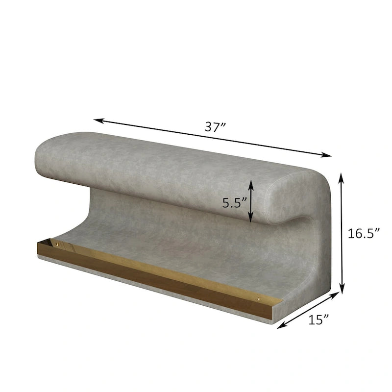 Banc d'entrée 37W avec pouf ottoman en cuir capitonné et LED