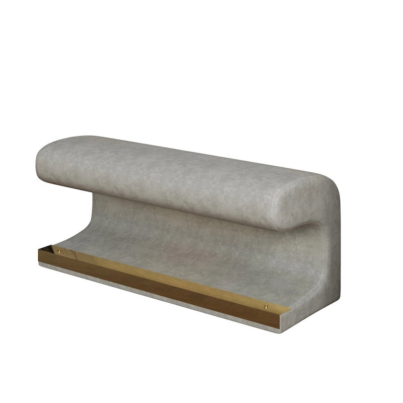 Banc d'entrée 37W avec pouf ottoman en cuir capitonné et LED