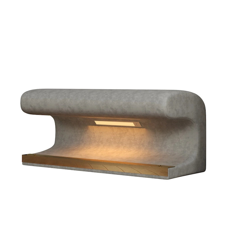 Banc d'entrée 37W avec pouf ottoman en cuir capitonné et LED