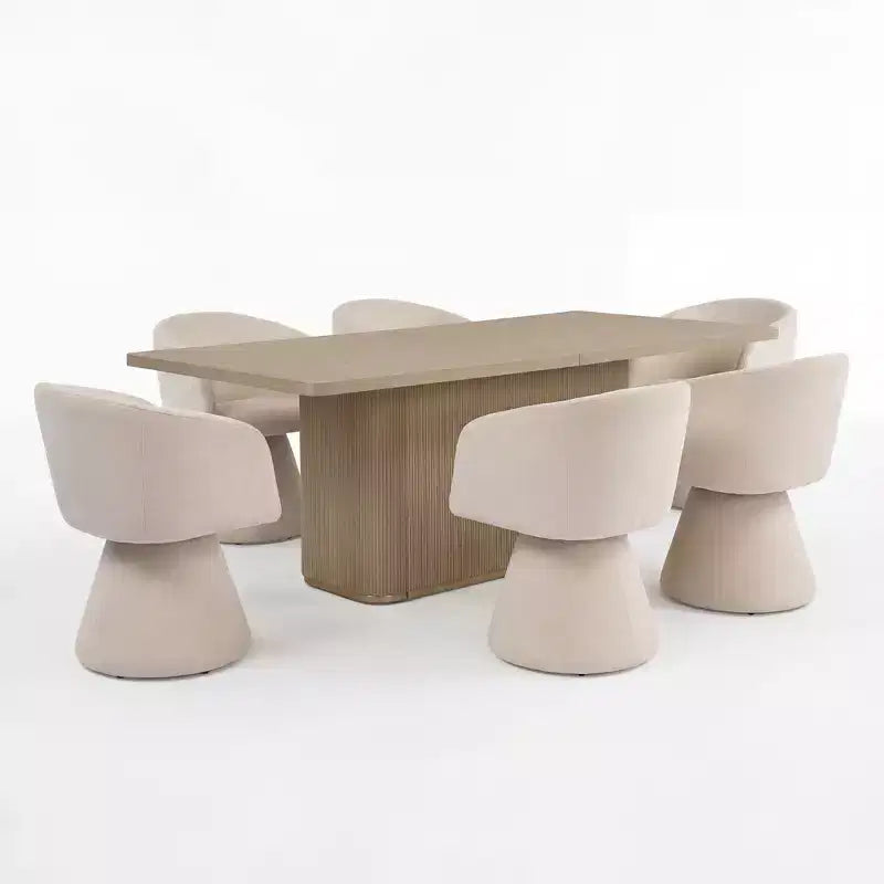 Ensemble de salle à manger 7 pièces Yodsak moderne en bois et métal avec chaises pivotantes à 180° Christopher Knight Home