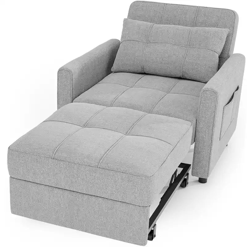 Canapé-lit convertible 3 en 1, chaise longue rembourrée réglable et pliable