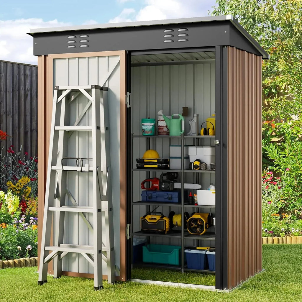 Abri de jardin en métal pour outils avec porte verrouillable pour mobilier de jardin et outils
