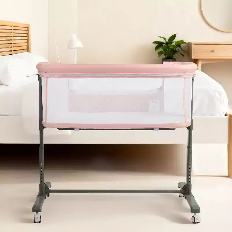 Berceau bébé avec roues 鈥?Beige / Gris / Rose, Cododo, pour 1 bébé