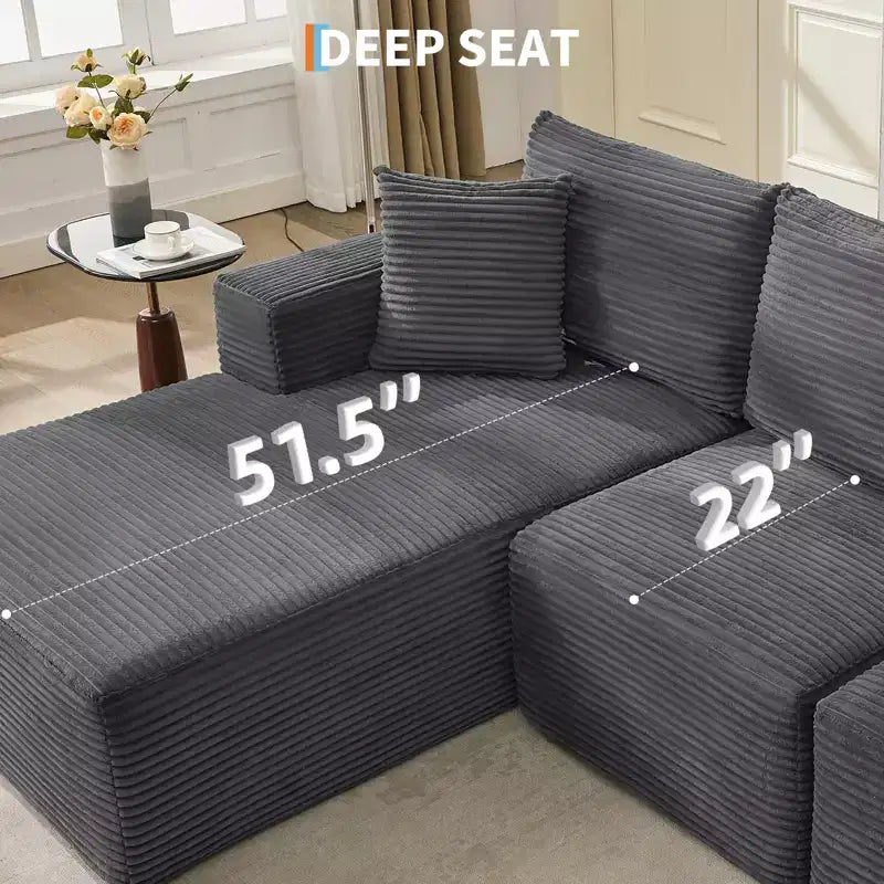 108 Modern Sofa Couch, 3 Seater Upholstered L Shaped Sofa with Pillows, Deep Seat Sofa, No Assembly Required