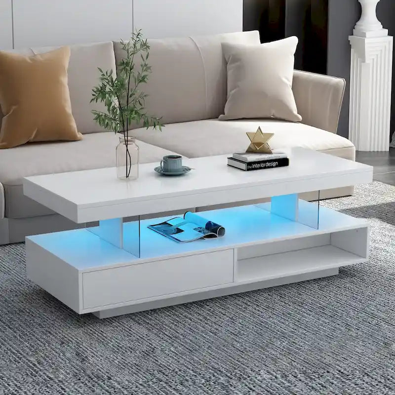 Table basse LED U-Can avec rangement