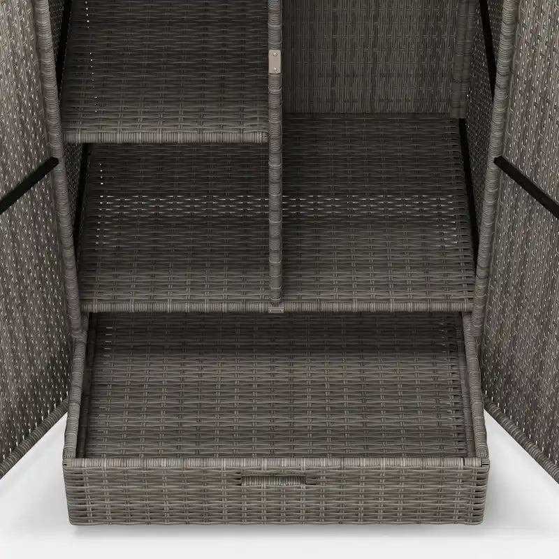 Armoire de rangement extérieure en osier, armoire de rangement pour serviettes de piscine