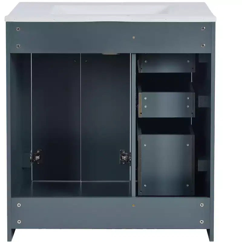 Meuble-lavabo de salle de bain à évier simple de 76 cm avec armoire et 3 tiroirs – Noir / Bleu / Vert / Indigo / Blanc