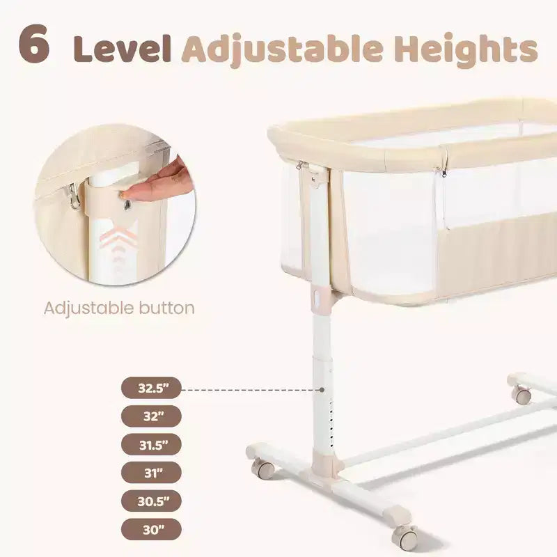 Berceau bébé avec roues 鈥?Beige / Gris / Rose, Cododo, pour 1 bébé