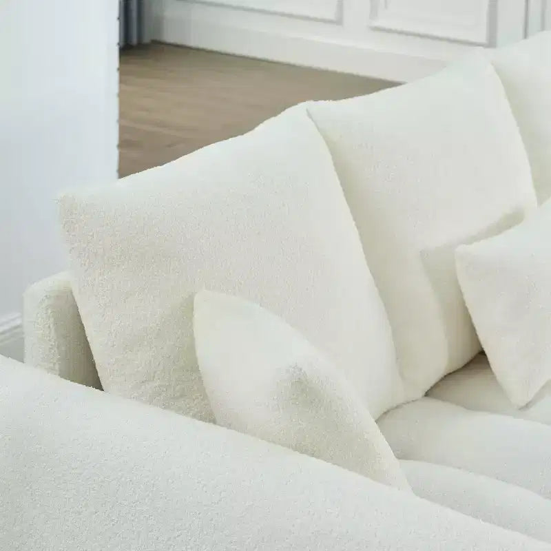 GDFStudio Alanna Canapé 3 places moderne en tissu peluche 79,5 po avec oreillers