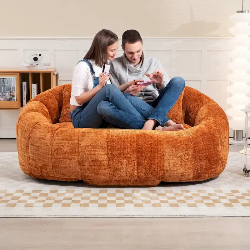 GDFStudio - Canapé paresseux 2 places en chenille Laurel avec mousse haute densité et confort surdimensionné