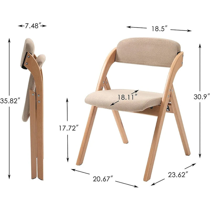 Chaises de salle à manger pliantes empilables en bois avec sièges rembourrés (lot de 4)