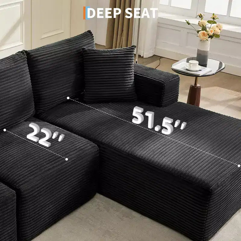 108 Modern Sofa Couch, 3 Seater Upholstered L Shaped Sofa with Pillows, Deep Seat Sofa, No Assembly Required