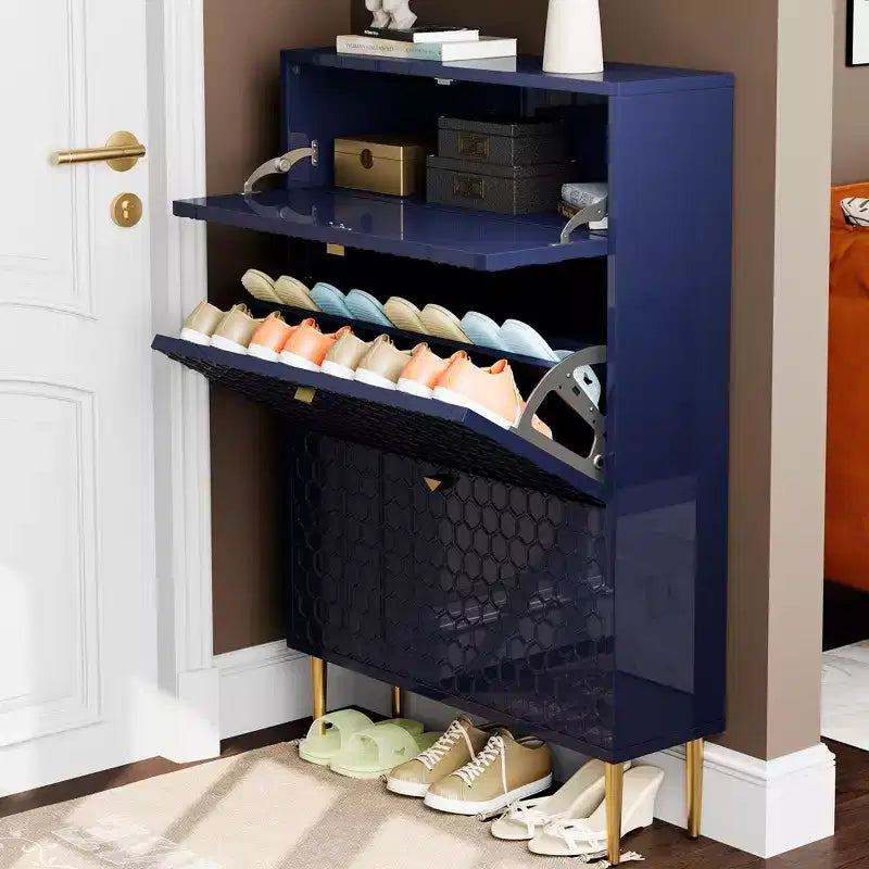 CLIHOME Meuble à chaussures d'entrée 24 paires, avec tiroirs basculants, étagère de rangement