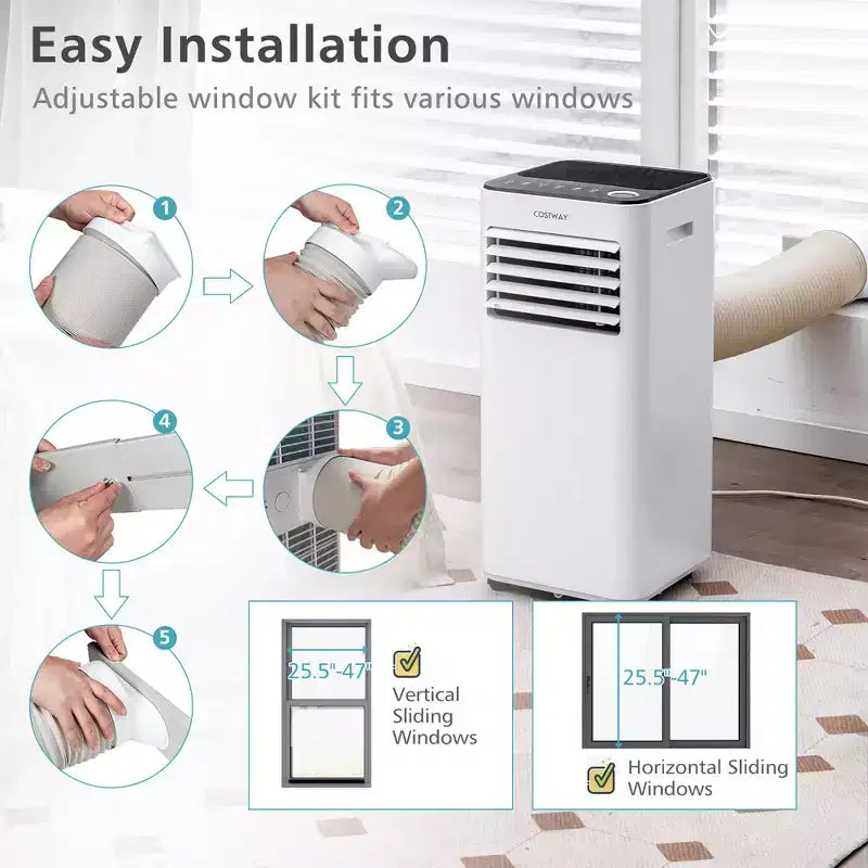 Climatiseur portable 3-en-1 Costway 8000 BTU avec ventilateur, déshumidificateur et mode veille
