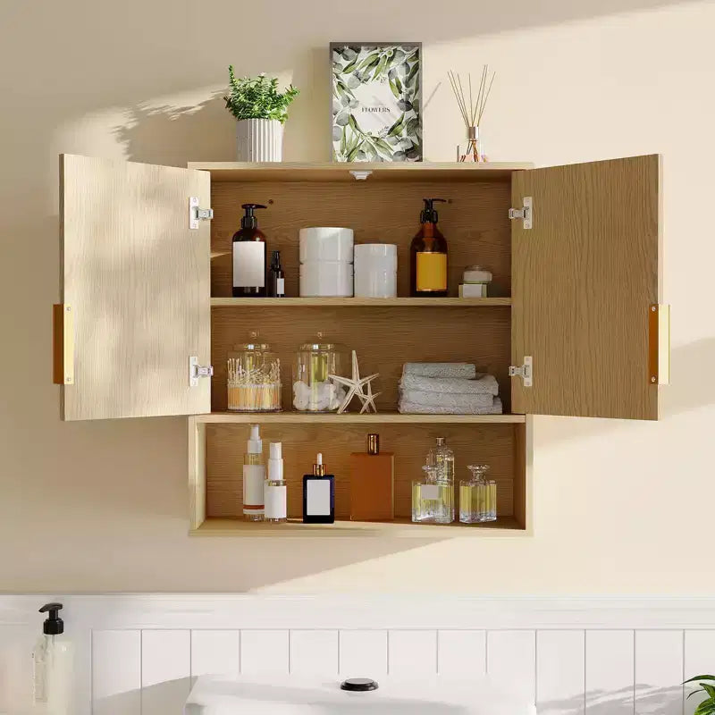 Armoire murale de salle de bain - Armoire à pharmacie avec portes coulissantes et étagère réglable - Armoire murale de 25x23,6x9 pouces