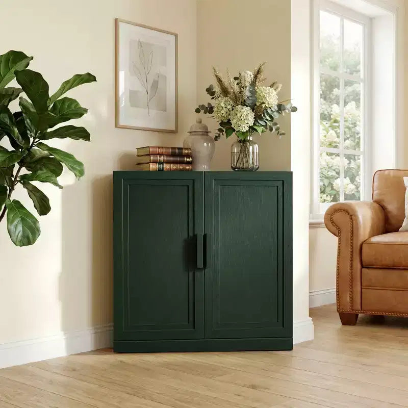 Meuble d'angle Dovelina avec étagères réglables, buffet, meuble à vin, meuble de cuisine et de salle à manger avec portes en bois - 31H x 31L, 36H x 31L