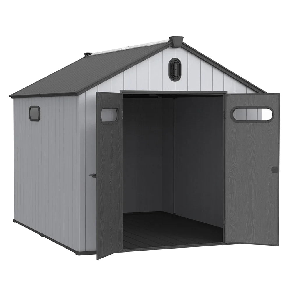 Abri de jardin en résine toutes saisons avec plancher, 1,8 m x 1,2 m/1,8 m x 2,4 m/2,4 m x 1,8 m/2,4 m x 3 m, Spire Tool Shed