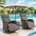 Pocassy 3 PCS Fauteuil inclinable d'extérieur polyvalent avec table d'appoint Coussin gris