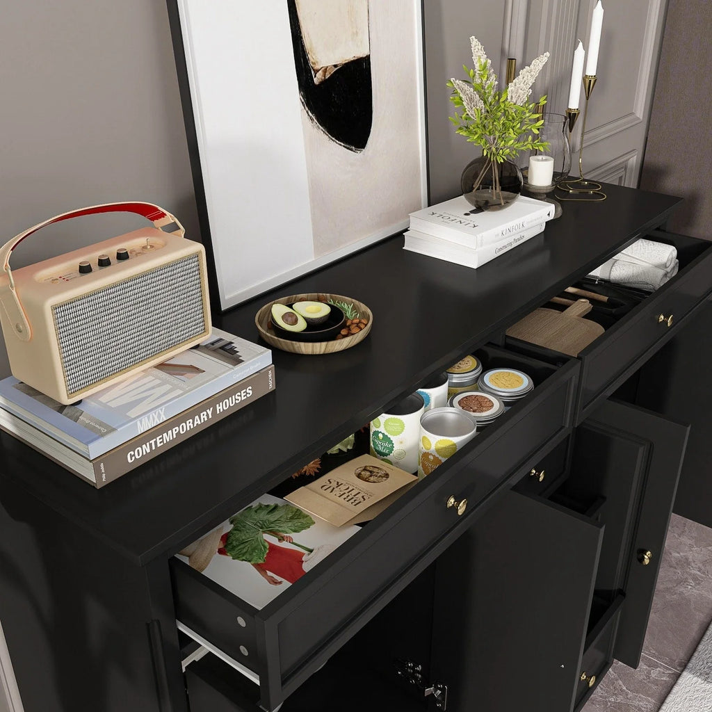 Buffet bahut 150 cm blanc laqué moderne contemporain du milieu du siècle