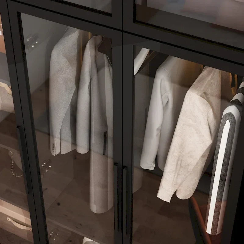 47,2 Grande Armoire LED Lumineuse Placard à Portes en Verre Entièrement en Verre
