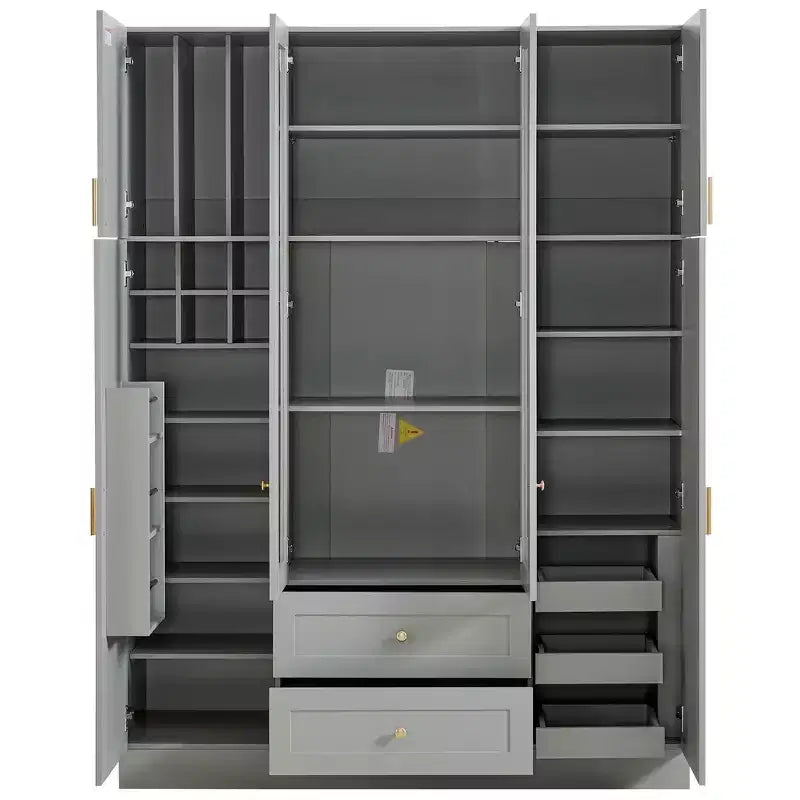 Garde-manger de cuisine autoportant Whisen 71''H, grand buffet de salle à manger avec 6 portes et étagères réglables