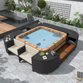 Canapé d'angle d'extérieur en rotin pour spa, forme quadrilatérale