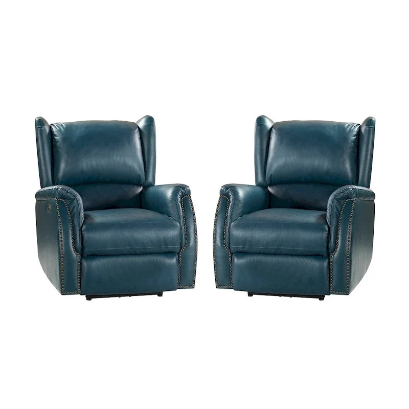 Fauteuil inclinable électrique Eduardo en cuir véritable avec port USB (ensemble de 2)