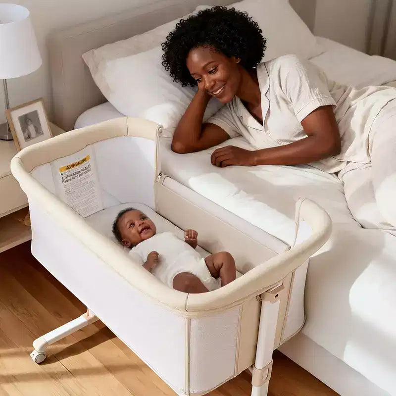 Berceau bébé avec roues 鈥?Beige / Gris / Rose, Cododo, pour 1 bébé