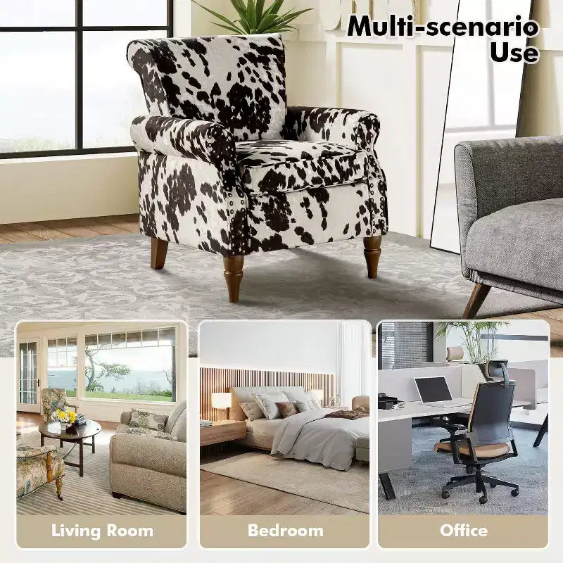 Fauteuil en bois traditionnel Araceli, rembourré à motifs floraux, avec dossier à oreilles et garniture cloutée | ART OF LIVING DESIGNS