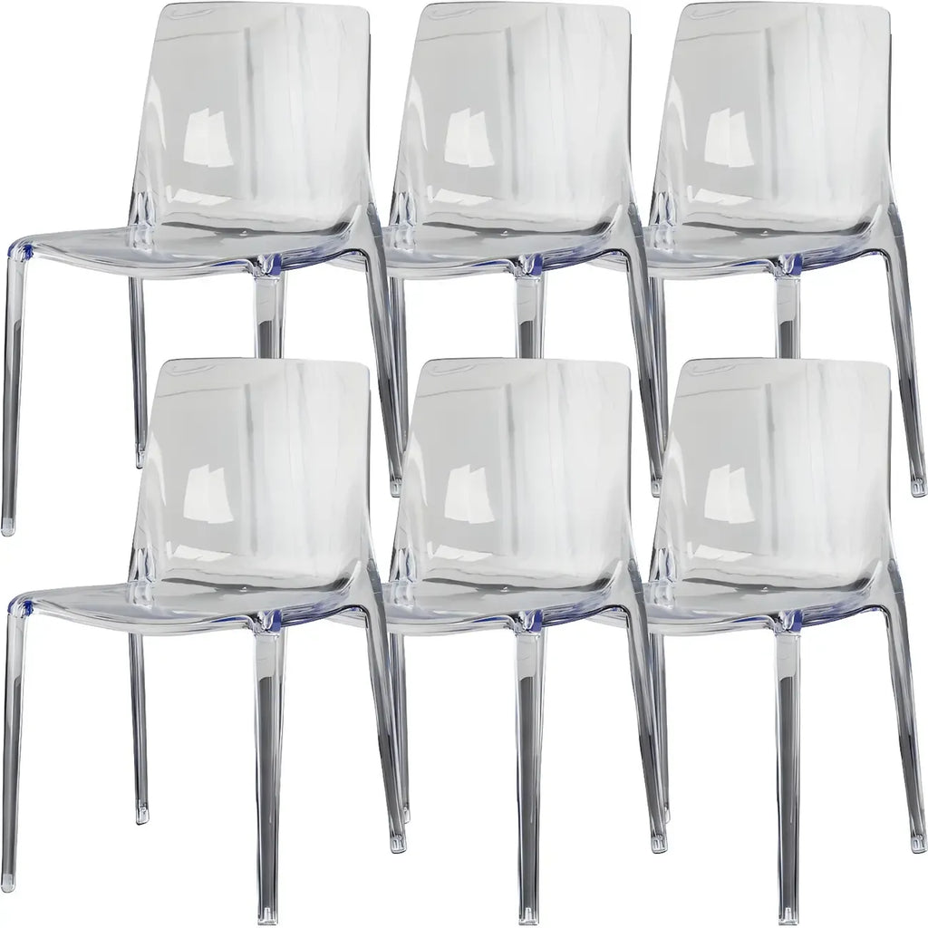 Chaise de salle à manger sans accoudoirs à dossier bas en acrylique ambre