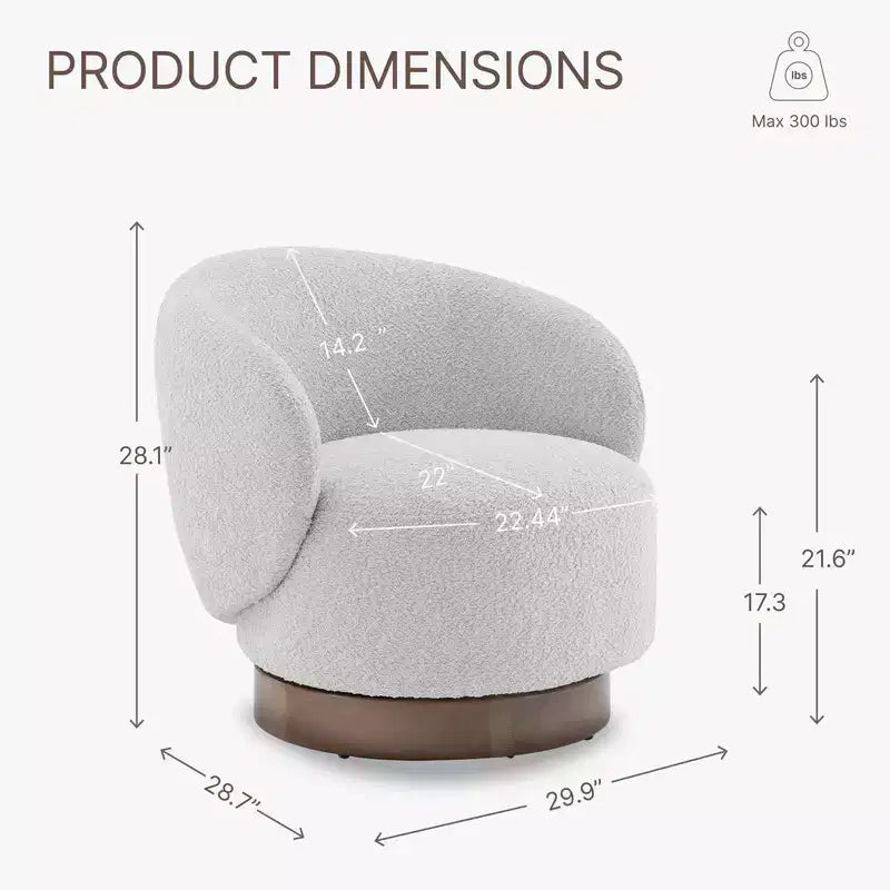 Fauteuil d'appoint pivotant Spruce&Spring en tissu avec base en bois