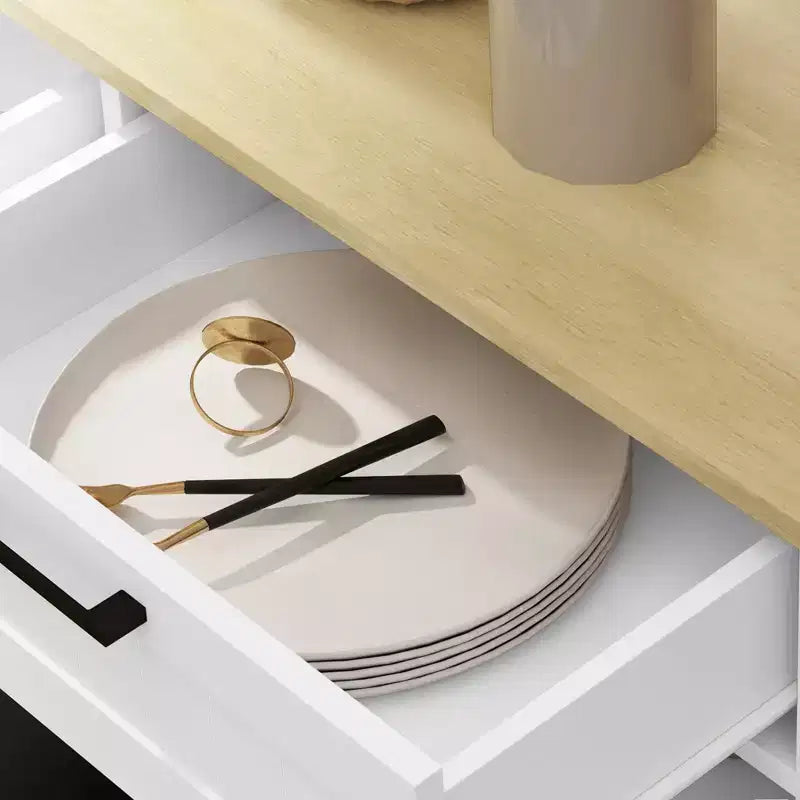 Meuble poubelle coulissant HOMCOM avec tiroirs, meuble de cuisine de style campagnard avec poubelle cachée pour la cuisine