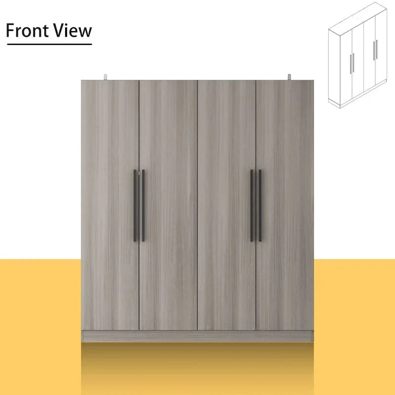 Armoire moderne autoportante en bois massif avec étagères de rangement