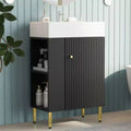 Meuble-lavabo de salle de bain blanc de 21,6 po, ensemble avec meuble de rangement, vasque en céramique simple, rangement à gauche