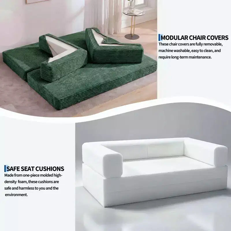 Canapé-lit convertible 5-en-1 80,7 po – Velours côtelé, 1200 lb, Aucun assemblage