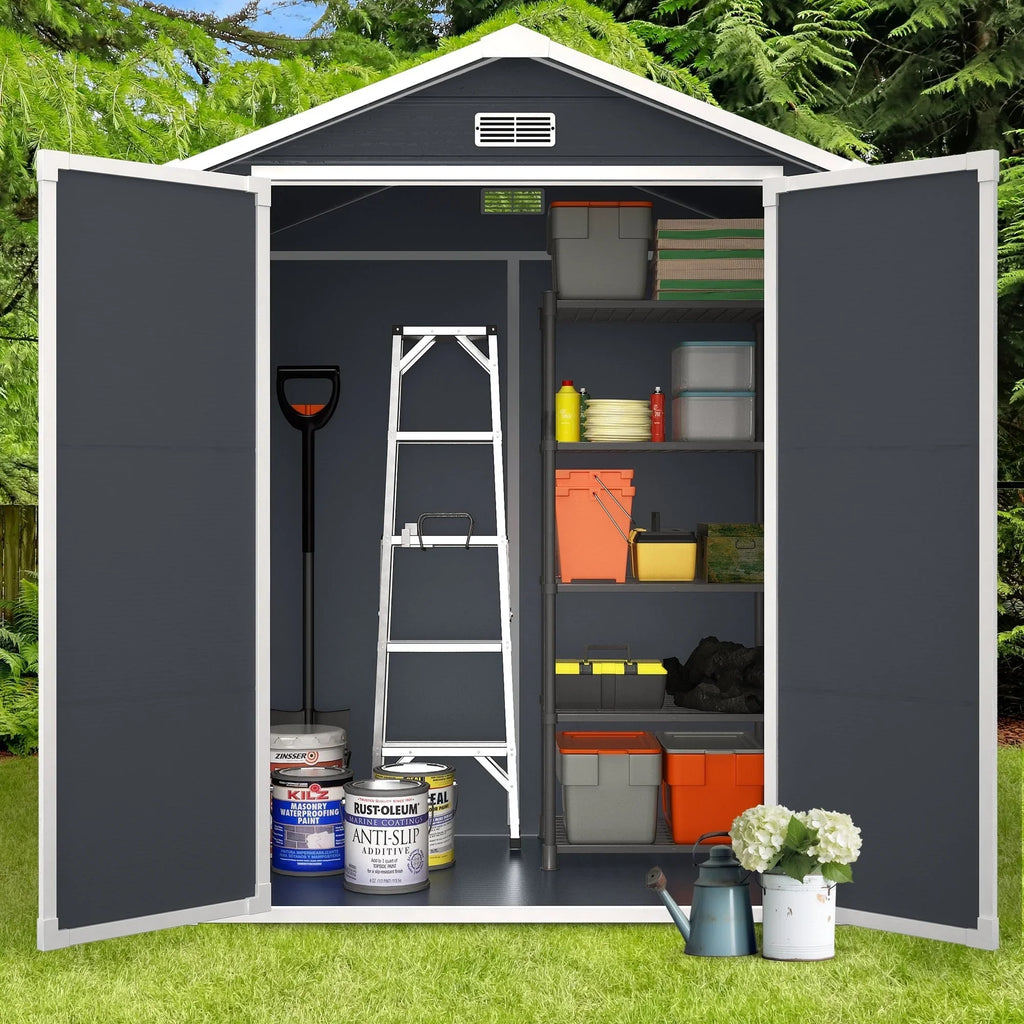 Abri de jardin en résine toutes saisons avec plancher, 1,8 m x 1,2 m/1,8 m x 2,4 m/2,4 m x 1,8 m/2,4 m x 3 m, Spire Tool Shed