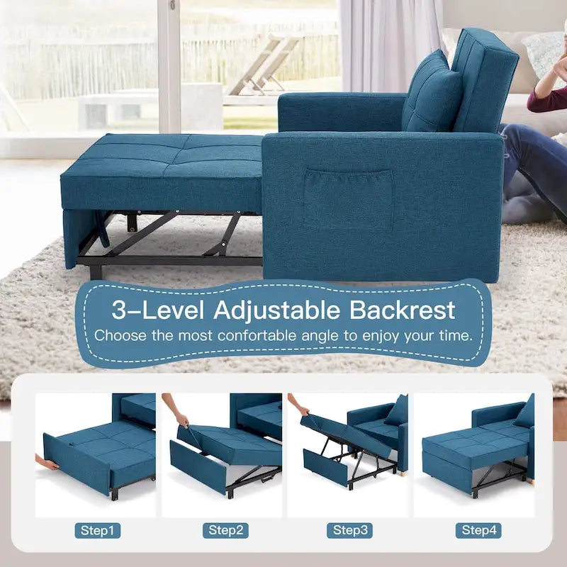 Fauteuil convertible 3-en-1, plusieurs coloris, une place