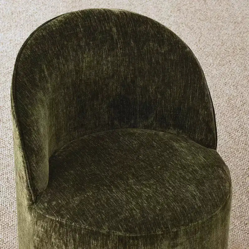 Ensemble de salle à manger moderne pour 6 personnes, table à manger ronde avec pied central, chaises de salle à manger pivotantes à roulettes, tissu chenille texturé - Panipeachy