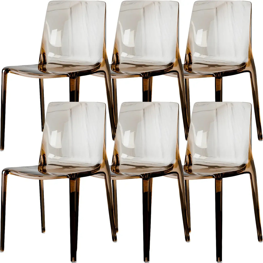 Chaise de salle à manger sans accoudoirs à dossier bas en acrylique ambre