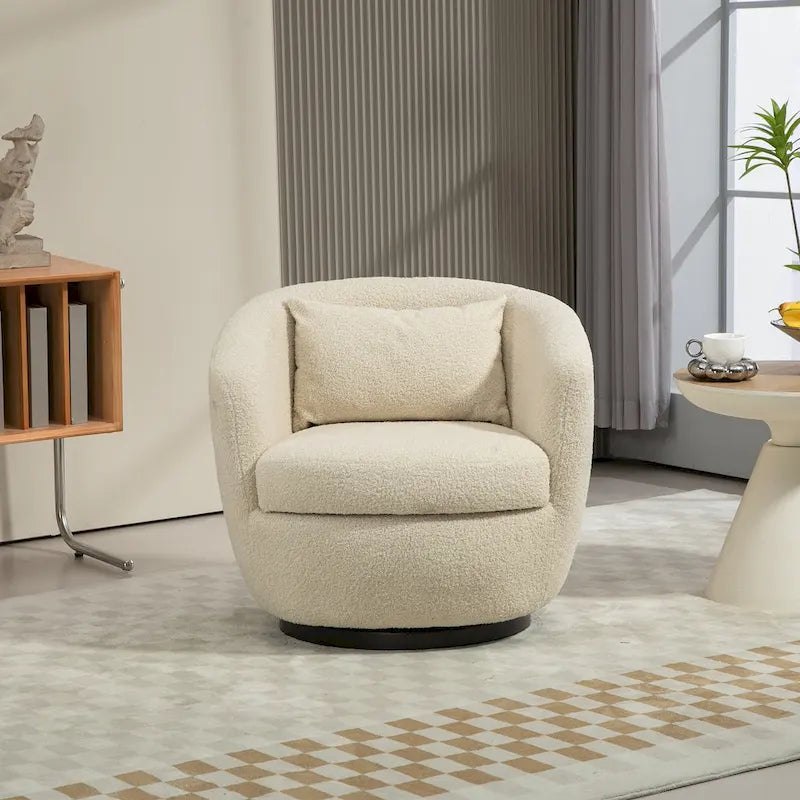 Fauteuil club pivotant rembourré avec rangement, chaise d'appoint moderne pour salon, chambre, bureau ou coin lecture
