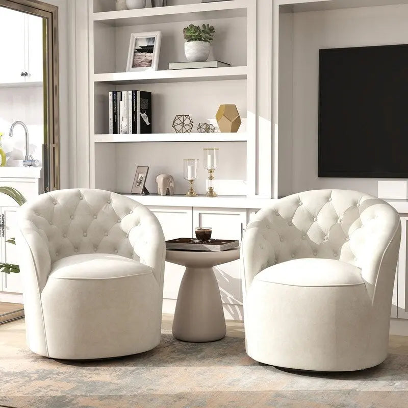 SEYNAR Fauteuil club pivotant à 360 degrés en velours moderne avec dossier capitonné - Lot de 2