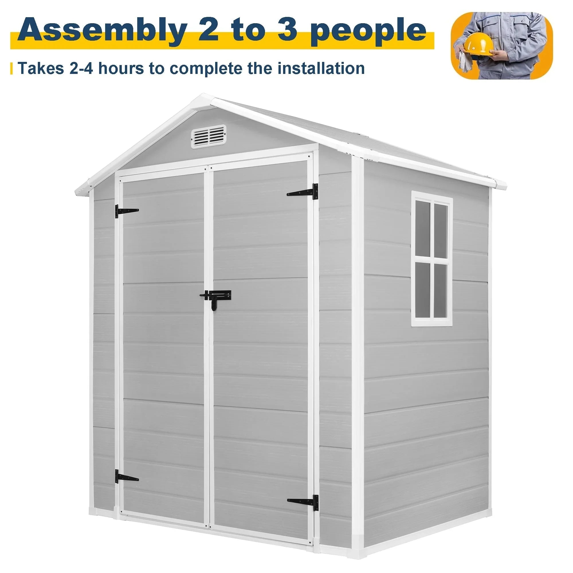 Abri de jardin en résine toutes saisons avec plancher, 1,8 m x 1,2 m/1,8 m x 2,4 m/2,4 m x 1,8 m/2,4 m x 3 m, Spire Tool Shed