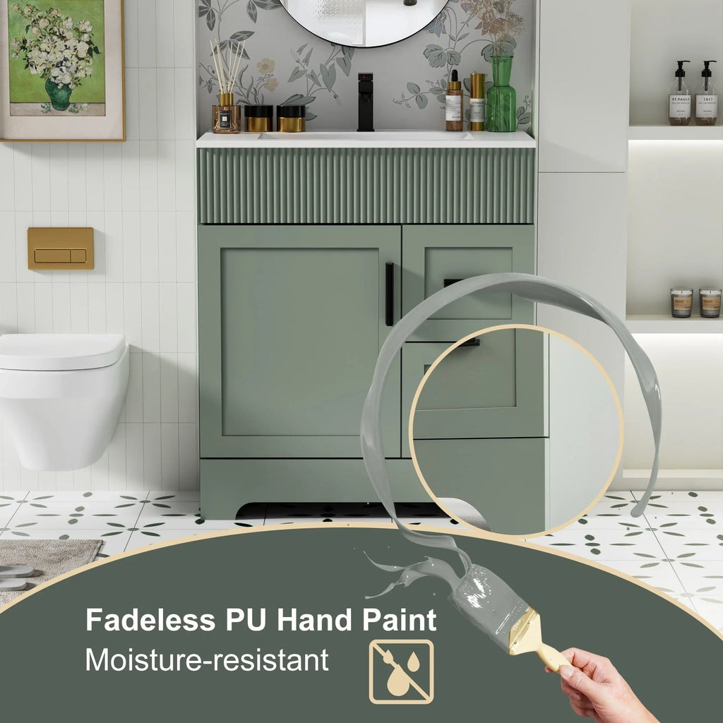 Meuble-lavabo de salle de bain Wavy Line 30/36/48 avec évier et robinet