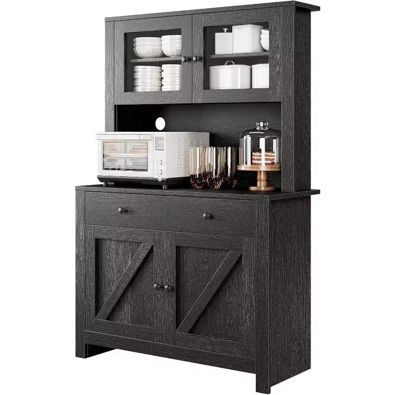 Armoire de cuisine avec support pour micro-ondes, armoire de type « hutch » avec buffet et étagères réglables, pour la cuisine et la salle à manger