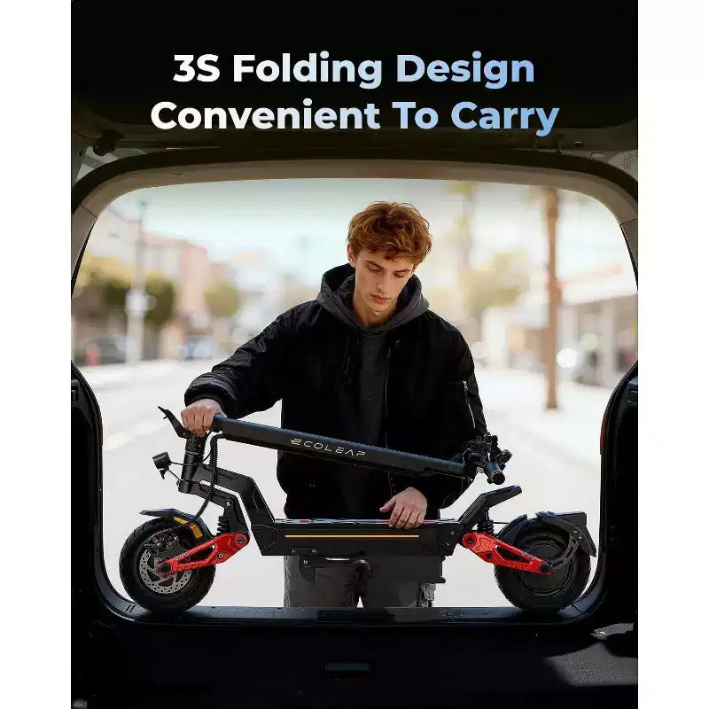 Trottinette électrique ECOLEAP L7 PRO pour adultes, double moteur de 4000W en crête, 70 km/h, autonomie de 120 km, double suspension, freins à disque avant et arrière, certifiée UL.