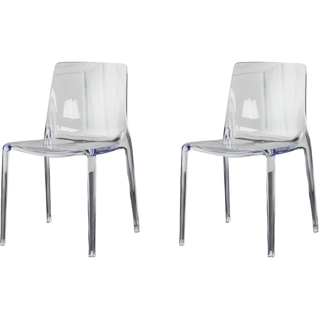 Chaise de salle à manger sans accoudoirs à dossier bas en acrylique ambre