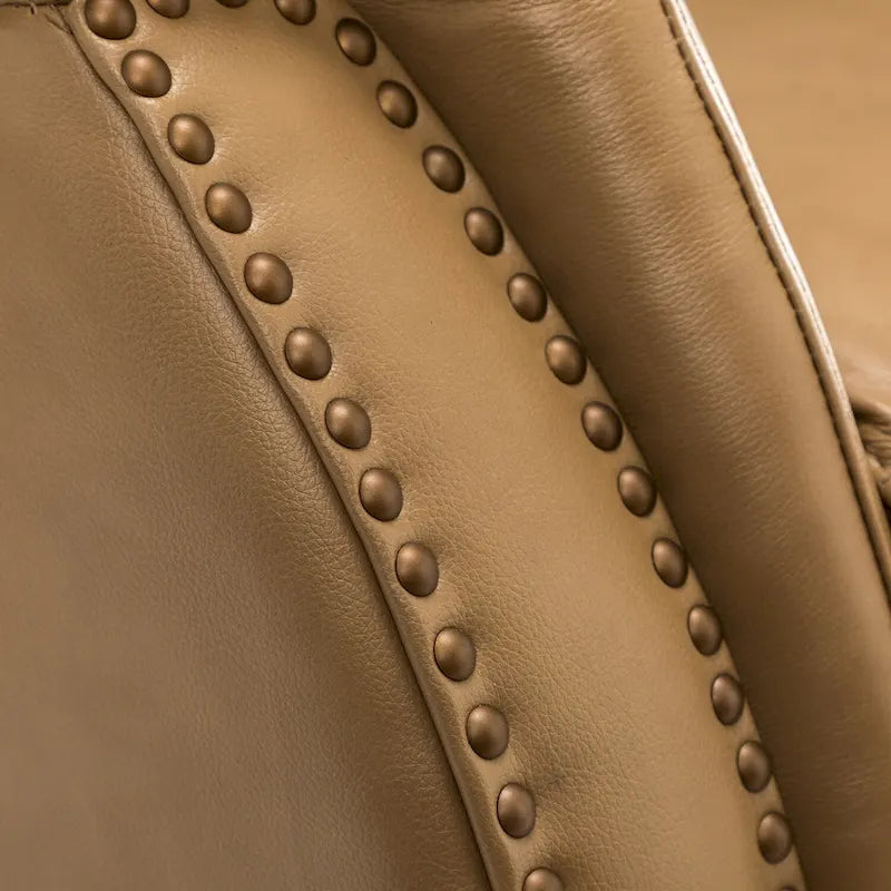 Fauteuil inclinable électrique en cuir véritable avec port USB – Ensemble de 2 fauteuils à oreilles cloutés