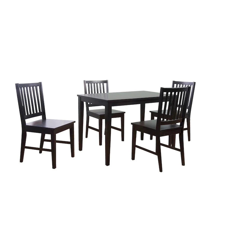 Lot de 4 chaises de salle à manger à barreaux en bois massif, cadre robuste, design classique, montage facile