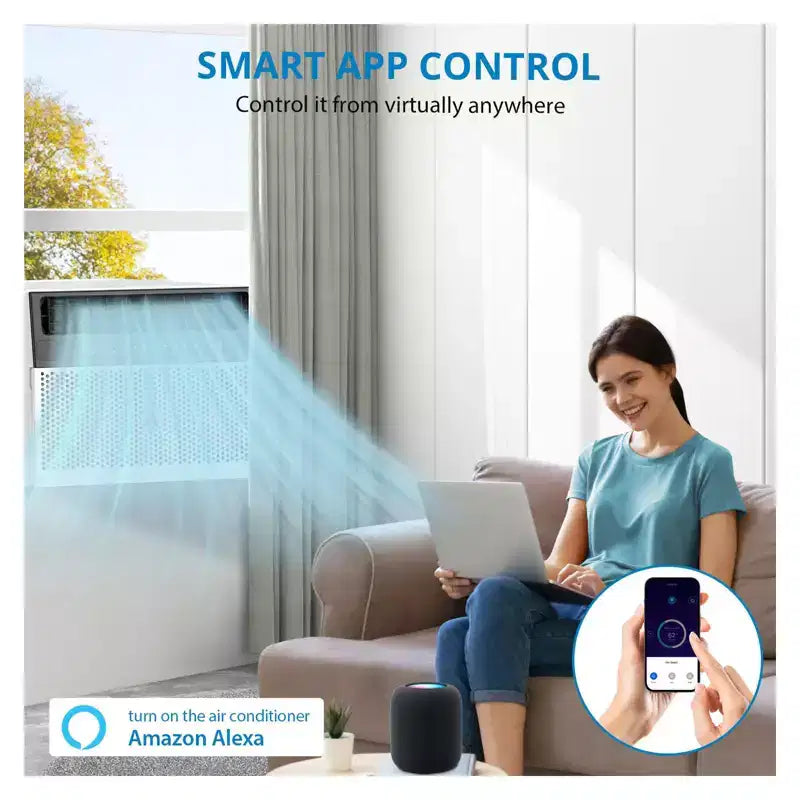 Climatiseur de fenêtre intelligent Acekool 6 000 BTU, climatiseur de pièce Wi-Fi avec télécommande, refroidissement silencieux pour pièces jusqu'à 23 m²