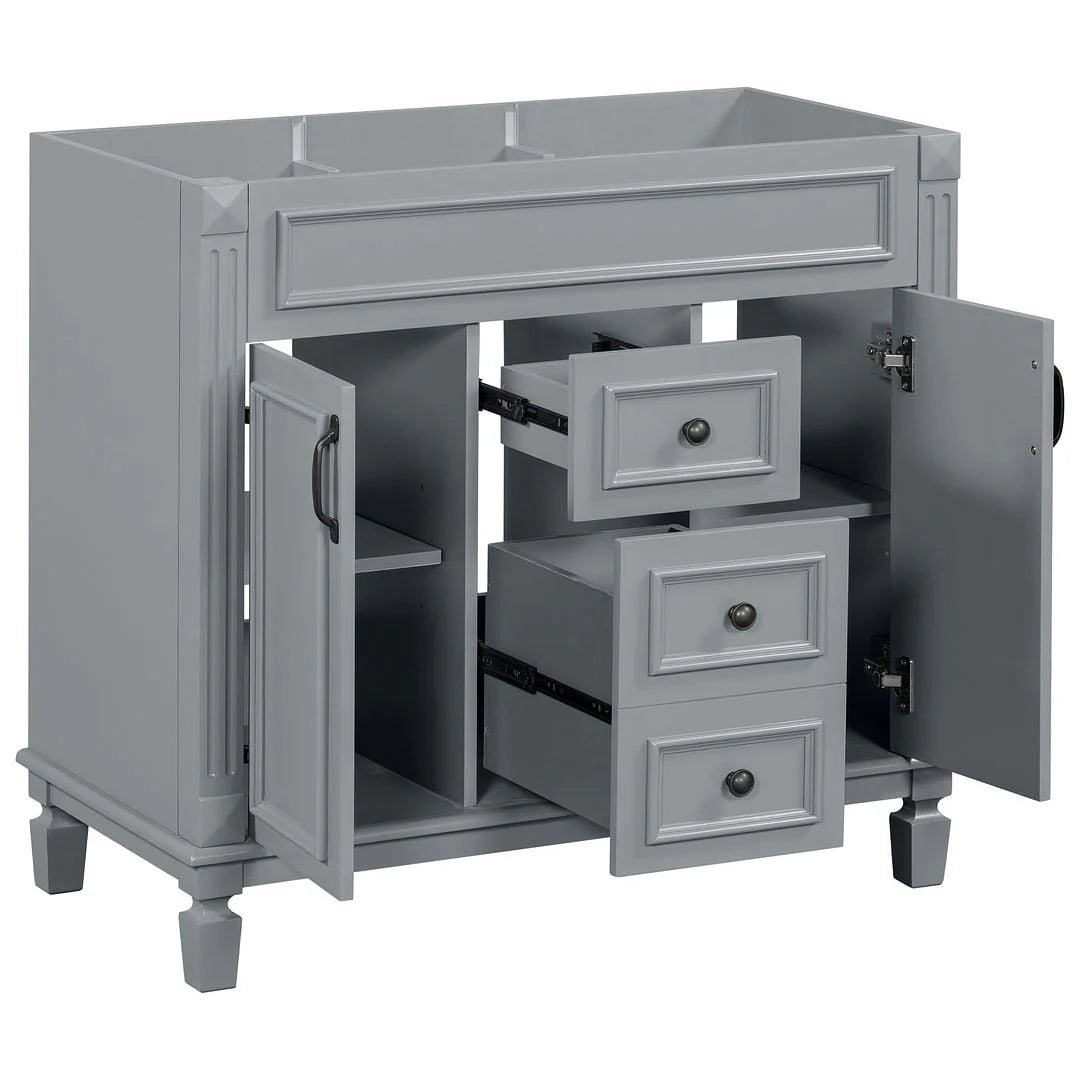 Meuble-lavabo de salle de bain moderne de 91 cm avec lavabo et armoire de toilette, 2 portes et 2 tiroirs